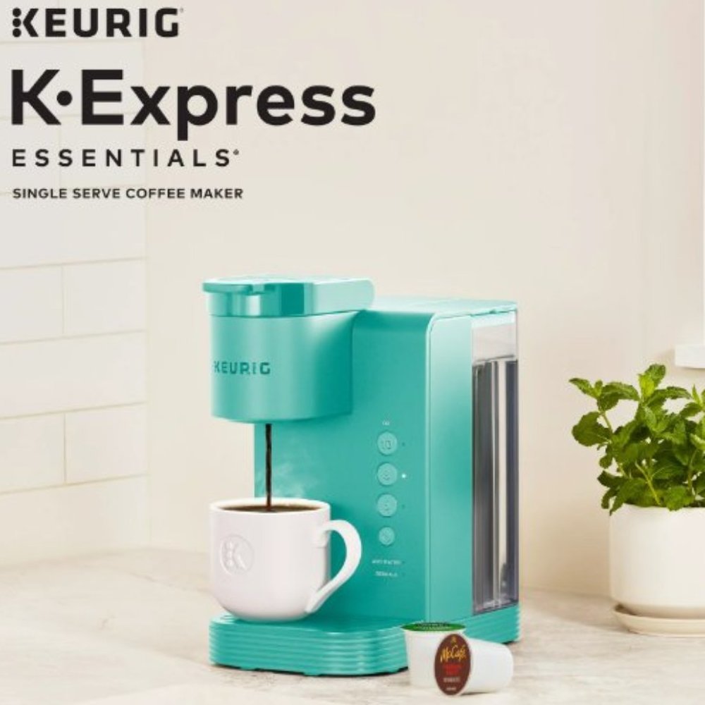 NWT KEURIG K-Express Essentials Single-Serve K-Cup Pod Coffee Maker Teal & Black